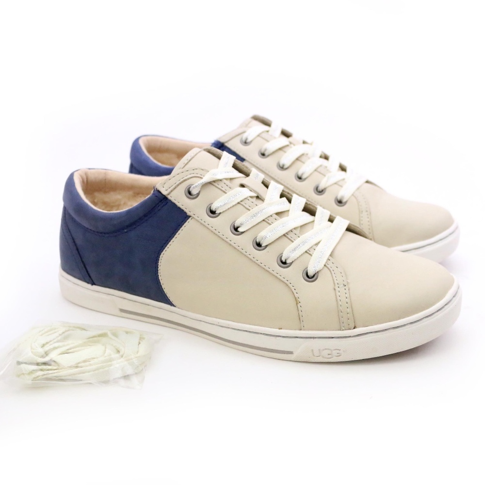 UGG Tomi Prix White Blue Two Tone Leather Sneakers